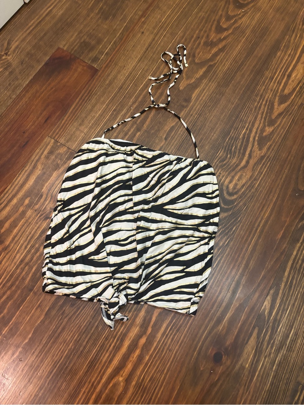 MICHAEL Michael Kors Black and White Zebra Halter Swim